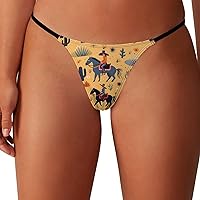 Colorful Wild West Men,Horse,Cactu G String Thong for Women Underwear T-Back Stretch Low Rise Panties