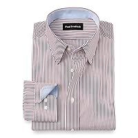 Paul Fredrick Men's Tailored Fit Non-Iron Cotton Stripe Dress Shirt