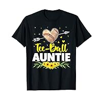 Tee Ball Auntie Floral Funny Heart Mother's Day T-Shirt