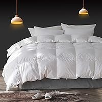 KASENTEX Twin Size Down Comforter - Goose Duck All Season Down Comforter - Down and Feather Filling - 100% Cotton Cover Duvet Insert - Stand-Alone Down Comforter, White