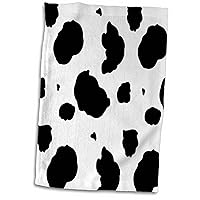 3D Rose Black and White Cow Print Towel, 15