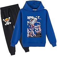 Youth Pullover Hoodie and Elastic Waist Sweatpants Set-Long Sleeve Sweatshirt Hood