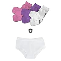 Seamless Sensory-Friendly Sensitivity Socks 3 Pack and Girls' Boy Cut Style Seamless Undies (Pink/Purple/White, X-Large & White, Medium)
