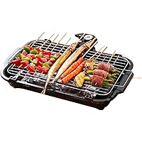 Electric Smokeless Indoor Grill W/Non-Stick Cooking Surface &Household Smokeless Electric Grill Adjustable Temperature Great for Party(Black)