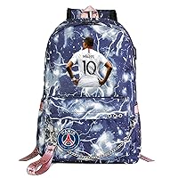 Youth Mbappe Football Star Travel Bagpack with USB Charging Port,Casual Daypack PSG Lightweight Bookbag