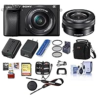 Sony Alpha a6400 24.2MP Mirrorless Camera with 16-50mm f/3.5-5.6 OSS Lens - Bundle with Camera Case, 32GB SDHC Card, 40.5mm Filter Kit, Cleaning Kit, Card Reader, Memory Wallet, Mac Software Pack