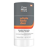 Dove Men+Care Whole Body Deo Aluminum-Free Deodorant Stick Shea Butter + Cedar from Pits, Privates, to Feet with Vitamin E 2.6 oz