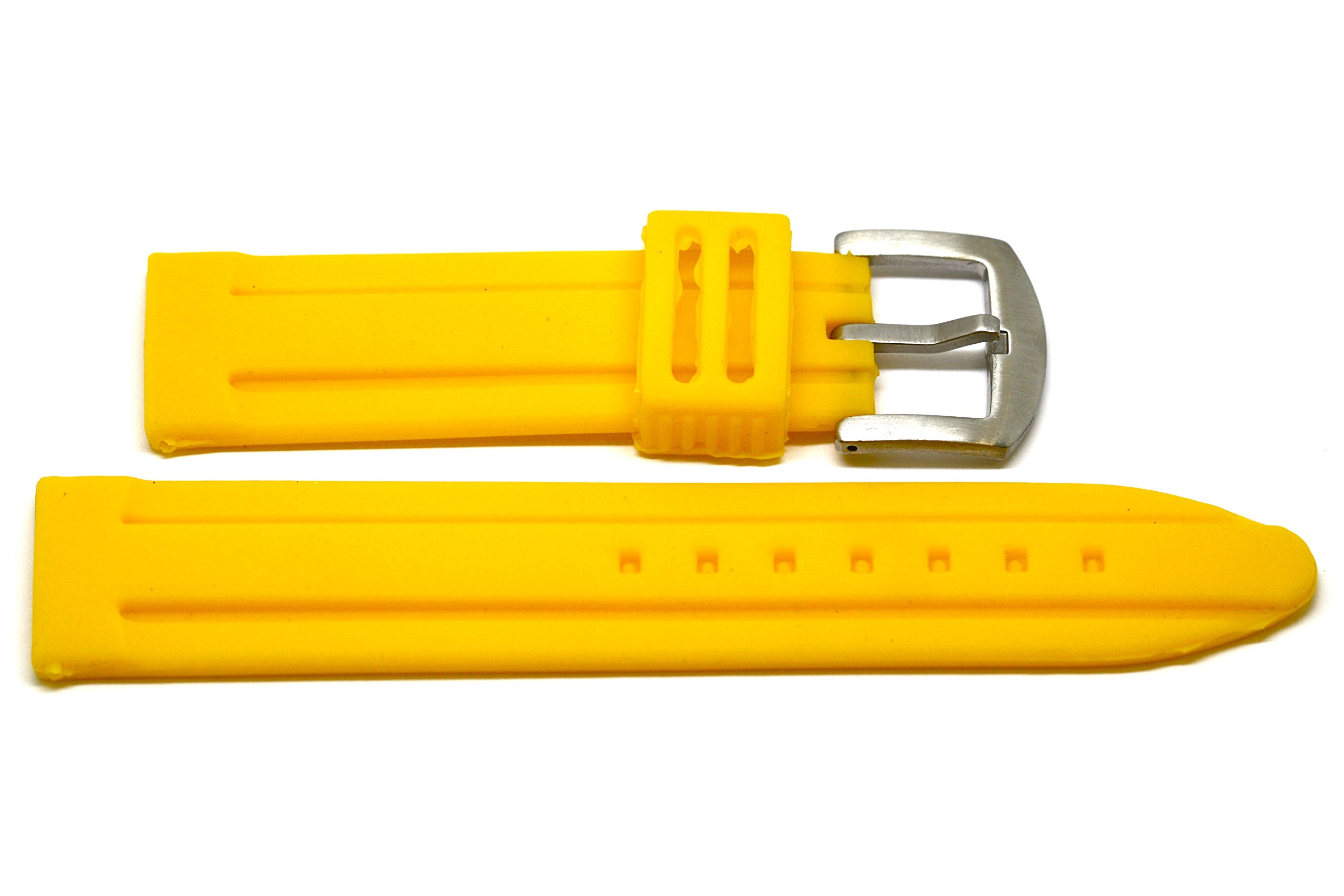 24MM Yellow Soft Silicone Rubber Sport Diver Watch Band Strap FITS Invicta & Others