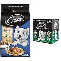 Cesar Small Dog Food Variety Pack With 2.7 Lb Bag Of Rotisserie Chicken Dry Food And 24 Trays Of Poultry Variety Wet Food