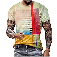 Men's 3D Print T-Shirt Short Sleeve Muscle Sport Workout Shirts Crewneck Casual Tee Shirt Summer Stylish Tees Tops