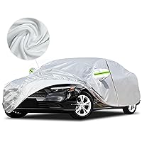 Thicken 10 Layers Heavy Duty Car Cover All Weather Waterproof with Zipper Access, UV Protection Universal Fit for Camary Accord BMW 5/7 Series, Outdoor Full Cotton Cover for 192-208 inch