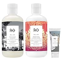 R+Co Bel Air Smoothing Shampoo and Conditioner Set (8.5 Oz) + Bonus R+Co Cool Wind pH Perfect Air Dry Creme Travel Size (0.5 Oz) | Body + Shine + Smoothing for All Hair Types | Vegan + Cruelty-Free |