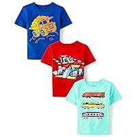 The Children's Place Baby Boys' and Toddler Vehicles Short Sleeve Graphic T-Shirts,multipacks