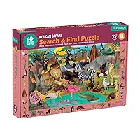Mudpuppy African Safari — 64 Piece Search & Find Puzzle Jigsaw Puzzle Featuring Diverse Safari Animals and Over 40 Hidden Images to Find for Ages 4+