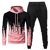 Mens Oversized Hoodie Graphic Sports Tracksuit Unisex Two-Piece Running Outfits Long Sleeve Pullover Hoodies