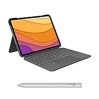 Logitech Combo Touch iPad Air (4th & 5th gen - 2020, 2022) Keyboard Case and Logitech Crayon (USB-C) Digital Pencil (2018 releases and later) - Oxford Grey, USA Layout