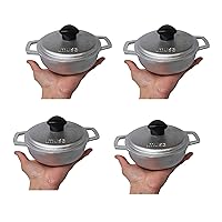 IMUSA USA 4 Piece 0.5Qt Traditional Colombian Mini Calderos (Dutch Oven) for Cooking and Serving, Silver