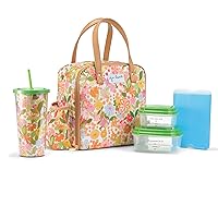 Fit & Fresh Lunch Bag For Women, Insulated Womens Lunch Bag For Work, Leakproof & Stain-Resistant Large Lunch Box For Women With Containers, Tumbler & Ice Pack Zipper Closure Wichita Bag Groovy Floral