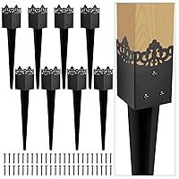 Fence Post Anchor 4''x4'', Heavy Duty Metal Fence Post Anchor Ground Spike 24''x4''x4'' for Fence, Mailbox, Bird Feeder, Decking, Banner, with The Black Powder Coating Cover on The Surface (Set 8)