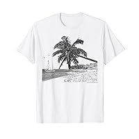 Palm Tree Sailboat Beach Ocean Seagulls Summer Vacation T-Shirt