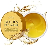 Under Eye Patches for Dark Circles: 30 Pairs 24K Gold Eye Gels Pads - Reduce Wrinkles Puffy & Bags - Retinol Collagen Skin Treatment Mask - Anti Aging & Moisturizer for Women (Gold)