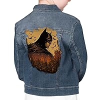 Superhero Graphic Kids' Denim Jacket - Creepy Jean Jacket - Art Denim Jacket for Kids