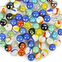 LovesTown 160PCS Glass Marbles Bulk, 5/8inch Mixed Color Marbles Fun Set for Kids Marble Games