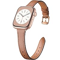 Charlam Slim Leather Band Compatible with Apple Watch Band 40mm 38mm 41mm 42mm 44mm 45mm 49mm Women, Top Grain Genuine Leather Strap Thin Watch Wristband for iWatch Series 9 8 7 6 5 4 3 2 1 SE Ultra 2