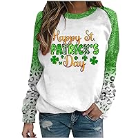 St. Patrick's Day Sweatshirt for Women Lucky Shamrock Long Sleeve Shirt Funny Letter Print Pullover Tee Tops