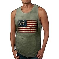 Mens Tank Top Summer Printed Tees Sleeveless Independence Day Tanks Muscle Athletic Tank Top Vacation Gym Tank Tops