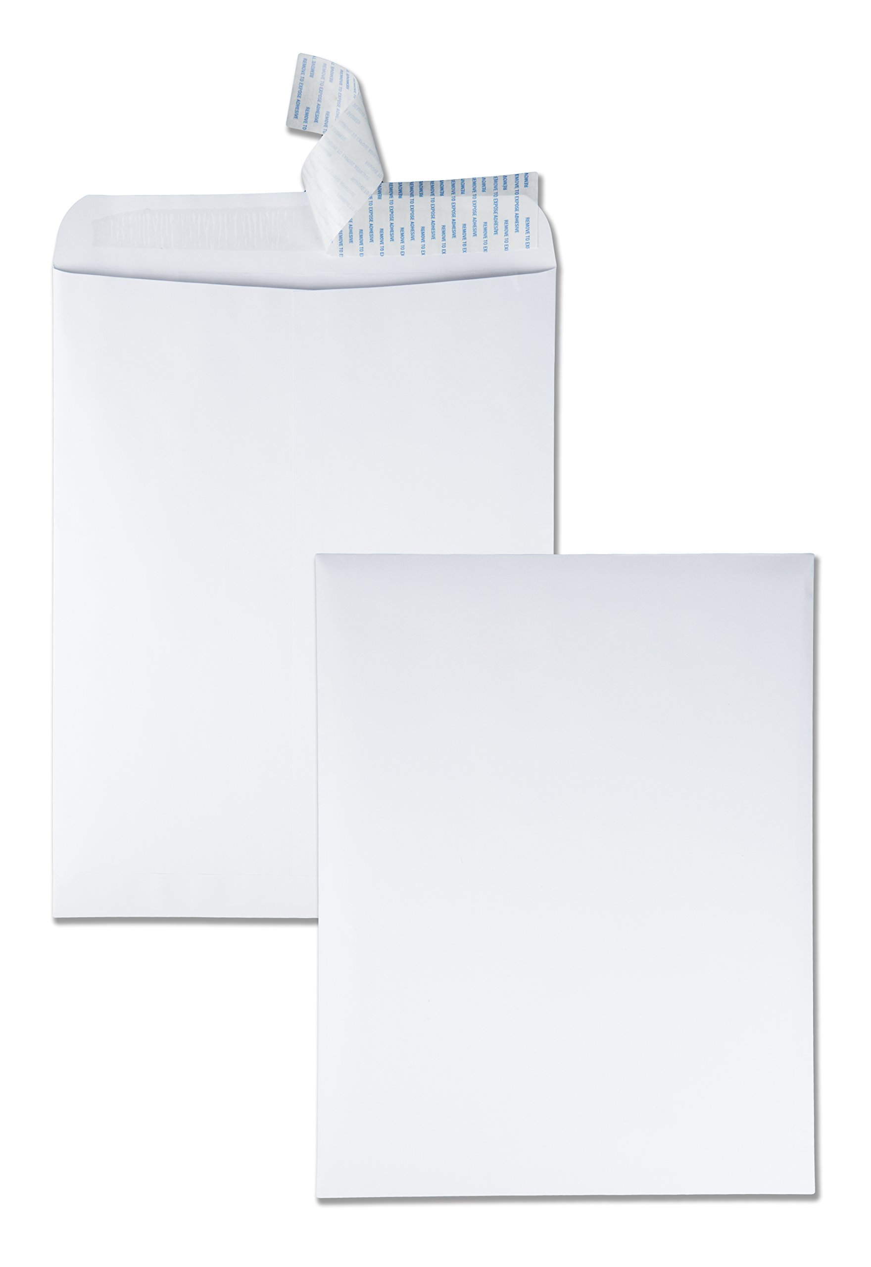 Quality Park 12" x 15-1/2" Redi-Strip Envelopes, 28 lb. White Wove, Self-Sealing Closure, 100/Box (QUA44082)