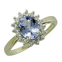 Carillon Tanzanite Oval Shape Natural Non-Treated Gemstone 925 Sterling Silver Ring Engagement Jewelry (Rose Gold Plated) for Women & Men