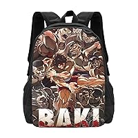 Anime Baki the Grappler Backpack Cartoon Large Capacity Backpacks Laptop Backpack Lightweight Canvas Shoulder bag Outdoor Travel 16-Inch Black