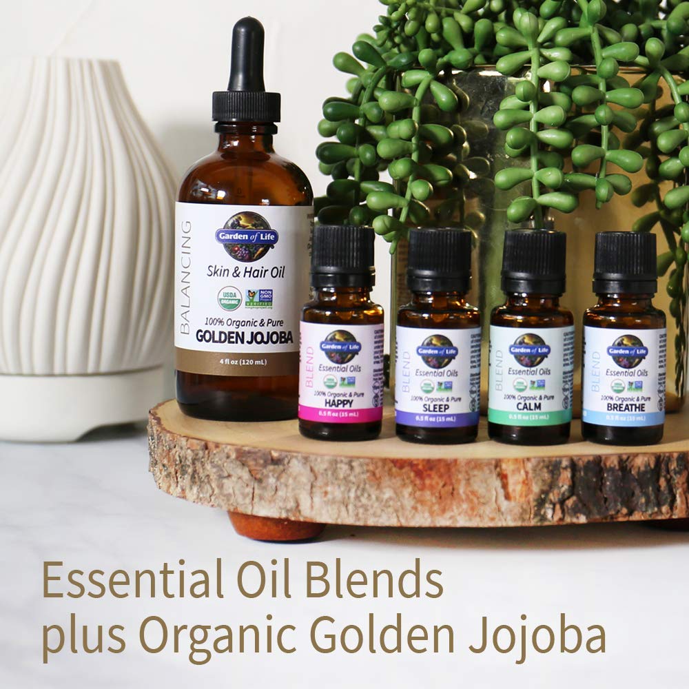 Garden of Life Jojoba Oil 100% Organic & Pure Golden Jojoba Oil for Hair, Skin and Face - Cold Pressed Jojoba Body Oil, Massage, or Use as a Carrier Oil for Making Lip Balms & Body Butters, 4 fl oz