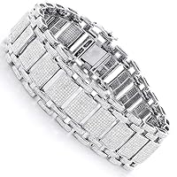 Mens Iced Out 7.00CT.T.W. Round CZ Pave Diamond Bubble Bracelet In Solid 14K Gold Plated 925 Silver (Width: 15/16 in 23mm)