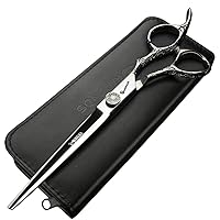 6/7-Inch Professional Hair Scissors Haircut Rose Pattern Hair Scissors Styling Tools Japanese Stainless Steel Scissor Set (7-inch cutting scissors-A)