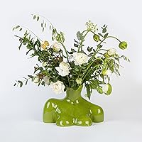 Curvaceous Female Form Bud Vase, Human Body Vase ,Ceramic Female Sculpture Vase Minimalist Flower Arrangement Table Decoration for Home Office (Green Body Flower Vase), 22x13cm