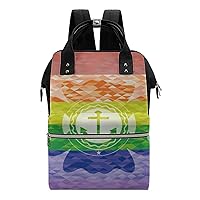 Anchor Icon Inside LGBT Colors Waterproof Mommy Bag Large Mommy Diaper Bags Travel Backpack for Unisex