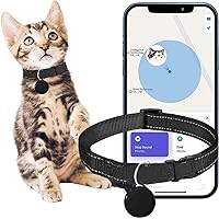 Cat Tracker GPS Collar for Cats - Electronic Pet Locator (Only iOS) - Waterproof & Compatible with Apple Find My - No Monthly Fee - Tiny Small Cats Kitten Medium Large Tracking Smart Collar
