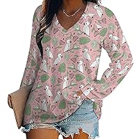 Tropical Cockatoo Women's Long Sleeve Shirts Athletic Workout T-Shirts V Neck Sweatshirts Casual Tops