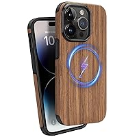 Magnetic Case Compatible with iPhone 14 Pro Case [Compatible with Magsafe] Wood Grain Design TPU Hybrid Shockproof Phone Case (Red Sandalwood)