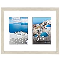 Americanflat 5x7 Double Picture Frame in Light Wood - Use as One 11x14 Picture Frame Without Mat or Two 5x7 Frames with Mat - Photo Frame with Engineered Wood and Shatter-Resistant Glass for Wall