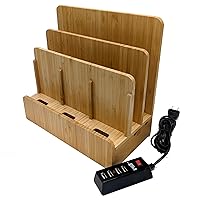 G.U.S. Multi-Device Charging Station Dock & Organizer - for Laptops, Tablets, and Phones - Strong Build, Eco-Friendly Bamboo with 4-Port USB Power Strip
