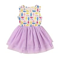 Princess Smocked Kids Bunny Tulle Rabbit Dresses Patchwork Bow Baby Easter Princess Toddler Princess Dress