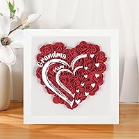 Rose Flower Shadow Box Heart Flower Shadow Box Heart Shaped Rose Flower Display Frame Birthday Gifts for Mom from Daughter Son Gift for Mother's Day (Style 8)