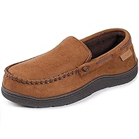 Zigzagger Men's Moccasin Slippers Memory Foam House Shoes, Indoor and Outdoor Warm Loafer Slippers