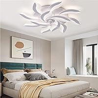 LED Ceiling Fan with Lighting and Remote Control Lamp with Fan DC Reversible 6 Speed Fan with Light Dimmable for Living Room Ceiling Fan Summer Winter Function, White