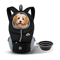 Pet Travel Dog Backpack Carrier, Head-Out Design, Breathable, Puppy Front Carrier, Pet Hiking Bag (Black)
