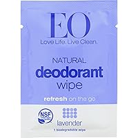 EO Organic Aluminum Free Biodegradable Deodorant Wipe, Lavender