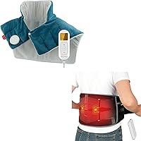 Comfytemp Cordless Heating Pad with Massager for Back and Cramps Pain Relief, and Weighted Heat Pad for Neck Shoulders Back with 9 Heat Level, 11 Auto-Off, FSA HSA Eligible, Gifts for Women Men Mom